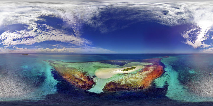 Aerial View Of Lagoon Isle, Ilot Mbe Kouen, New Caledonia