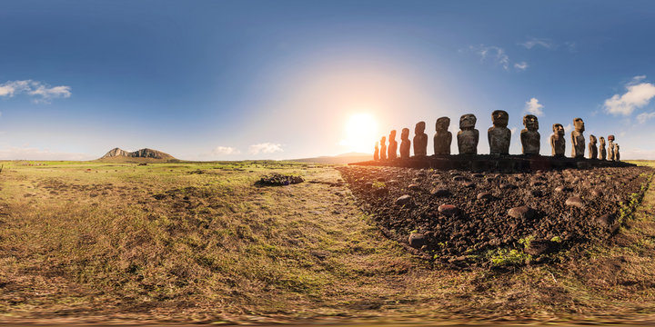 Ahu Tongariki On Easter Island, Isla De Pascua, Chile