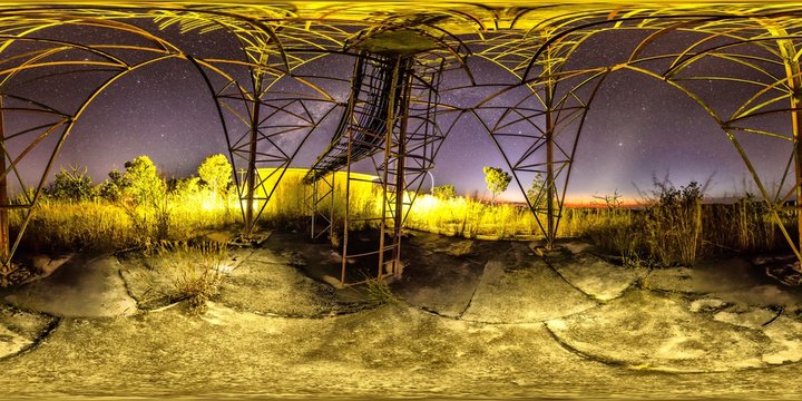 Below A Tower At Night Under A Starry Sky, Alto Paraiso De Goias, Brazil