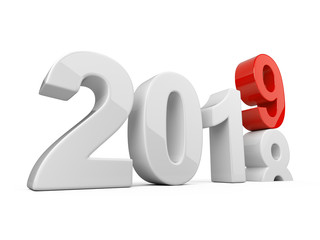 2018 2019 change concept. Represents the new year white and red symbol symbol.