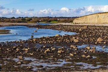 Cliff, lake and ocean in Silverstrand Beach