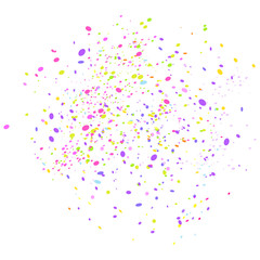 Confetti. Bright explosion. Texture with random geometric elements on isolated white. Abstract background. Pattern for design. Print for polygraphy, posters and banners. Greeting cards