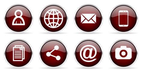 email smartphone share contact camera globe user social media silver metallic vector icons