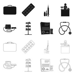 Isolated object of pharmacy and hospital logo. Set of pharmacy and business stock symbol for web.