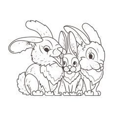 Family hares. Coloring book. 