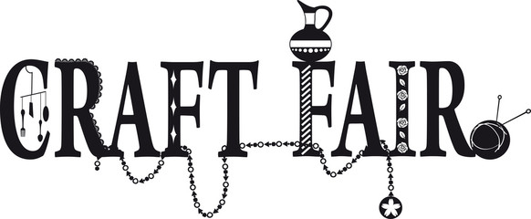 Decorative vector banner for a craft fair, black silhouette, no white objects, EPS 8