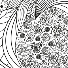 Square intricate pattern. Zentangle. Hand drawn mandala on isolated background. Design for spiritual relaxation for adults. Print for flyers and banners. Doodle for work. Vintage style. Coloring Page