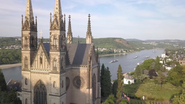 4K Drone Aerial Apolinariskirche Bonn church cathedral