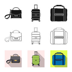 Isolated object of suitcase and baggage logo. Collection of suitcase and journey stock vector illustration.