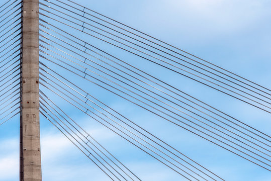 Detail of the the cable-stayed bridge in Riga