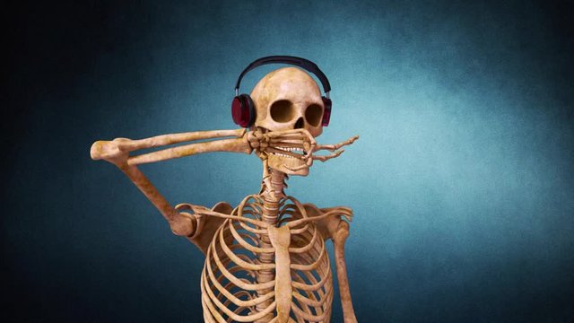 skeleton dancing and grooving grunge background 