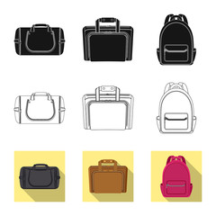 Vector design of suitcase and baggage icon. Set of suitcase and journey vector icon for stock.
