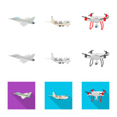 Isolated object of plane and transport logo. Collection of plane and sky stock vector illustration.