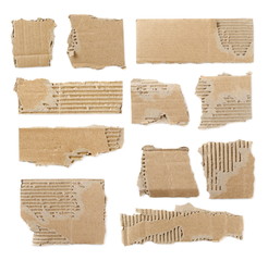 Set cardboard scraps isolated on white background