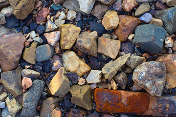 Sea pebbles. Small stones gravel texture background.Pile of pebbles, thailand.Color stone in background.