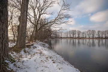 frozen lake - winter landscape