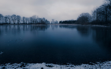 frozen lake - winter landscape