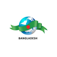 Vector Illustration of a world – world with bangladesh flag