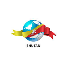 Vector Illustration of a world – world with bhutan flag