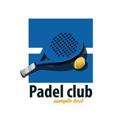 Tennis padel racket. Blue logo