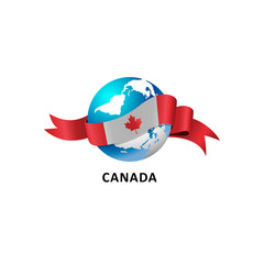 Vector Illustration of a world – world with canada flag