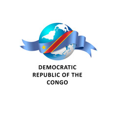 Vector Illustration of a world – world with democratic republic of the congo flag