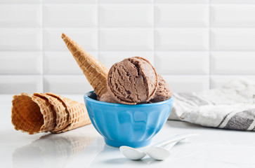 Ice cream bowl and cornets.