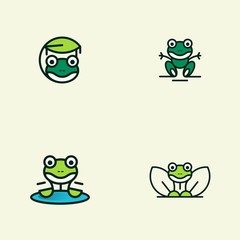 Frog Set Animal Cute Cartoon Illustration Icon Logo Design Template Element Vector