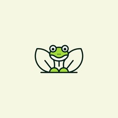 Frog Cartoon Illustration Icon Logo Design Template Element Vector