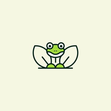 Frog Cartoon Illustration Icon Logo Design Template Element Vector