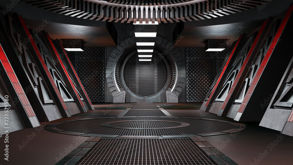 Wall mural space environment, ready for comp of your characters.3d rendering