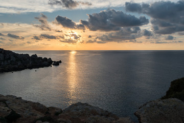 Calm sea sunset landscape