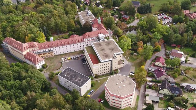 4K Drone aerial G&ouml;rlitz Hospital Malteser hospital St. Carolus german city