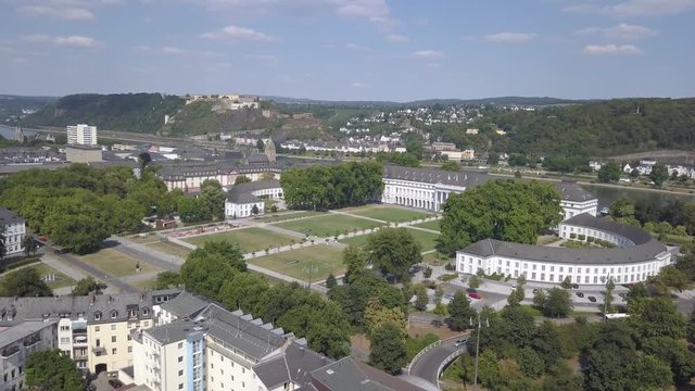 4K Drone Aerial Koblenz castle, chateau