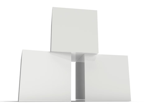 Three white boxes on white background. 3D rendering