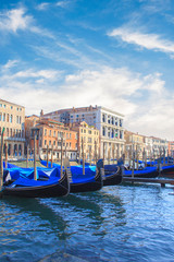 Beautiful view of the gondolas and the Grand Canal, Venice, Italy