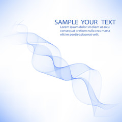 Abstract smooth color wave vector. Curve flow blue motion illustration. Smoke design.