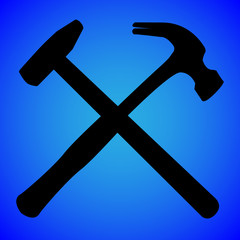 hammer silhouette isolated on blue background vector illustration