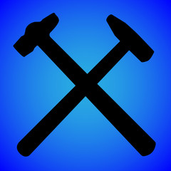 hammer silhouette isolated on blue background vector illustration