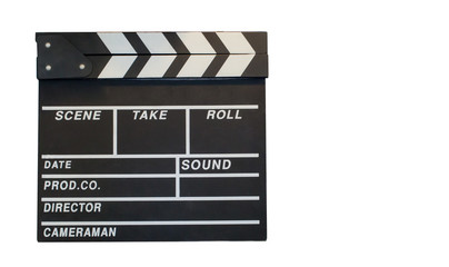 Fototapeta na wymiar Clapper board . blank clapperboard for background, template,wallpaper,card,movies symbols. action cut. black and white objects.