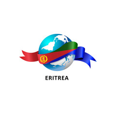 Vector Illustration of a world – world with ERITREA flag