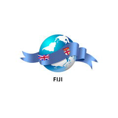 Obraz na płótnie Canvas Vector Illustration of a world – world with fiji flag