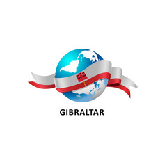 Vector Illustration of a world – world with gibraltar flag