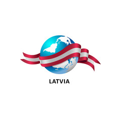 Obraz premium Vector Illustration of a world – world with latvia flag