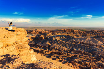 Fototapeta na wymiar Landscape in Atacama desert, Chile. Copy space for text.