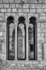 Medieval gothic window, La Ribera district of Barcelona, Catalonia, Spain
