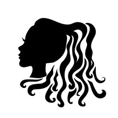 Vector silhouettes of girl hairstyles. profile. Girls Silhouette .Silhouette of beautiful woman.