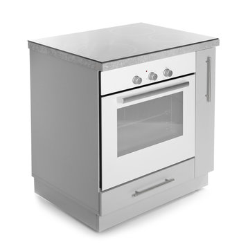 Modern electric oven on white background. Kitchen appliance