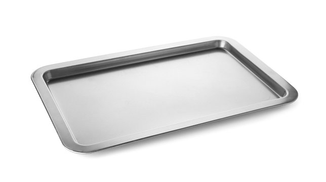 Empty baking tray for oven isolated on white