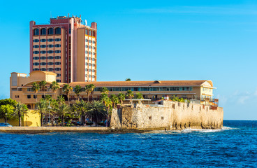 View of downtown Willemstad, Curacao, Netherlands. Copy space for text.